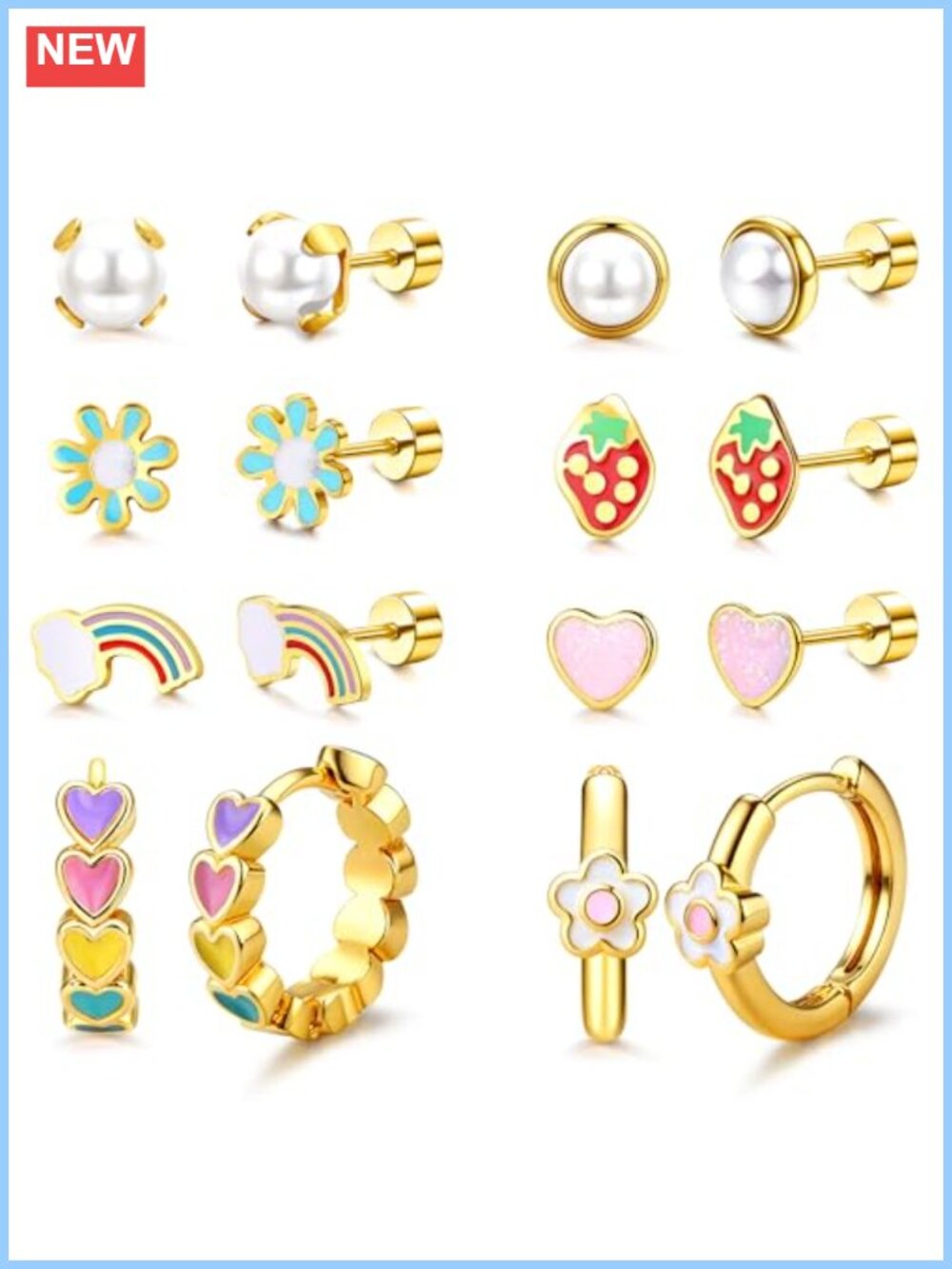 18K Gold Plated Hypoallergenic Earrings 316 Surgical Steel Women